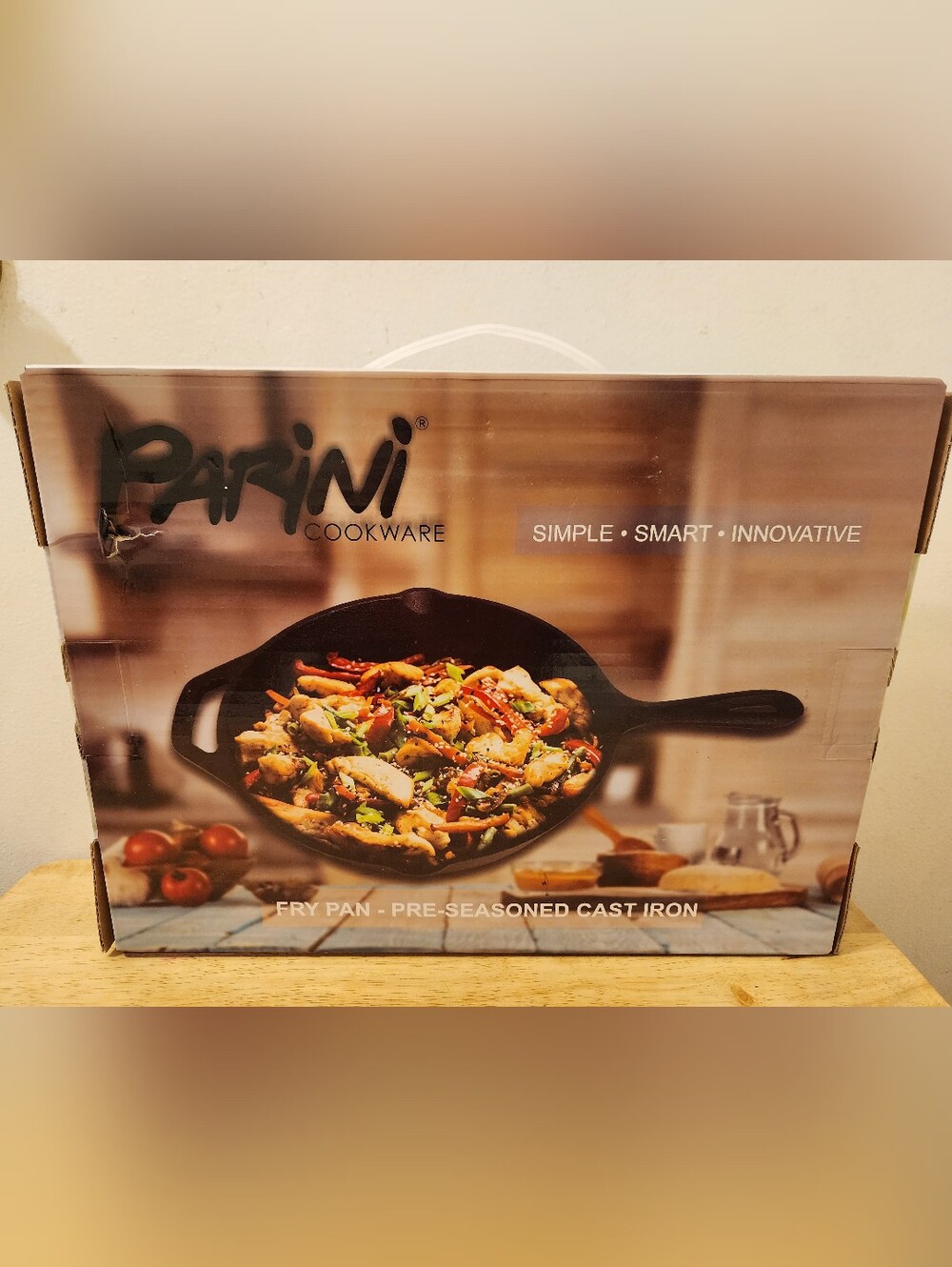 Parini 10" Cast Iron Frying Pan - Enameled Cookware Durable - Hanging Hole.